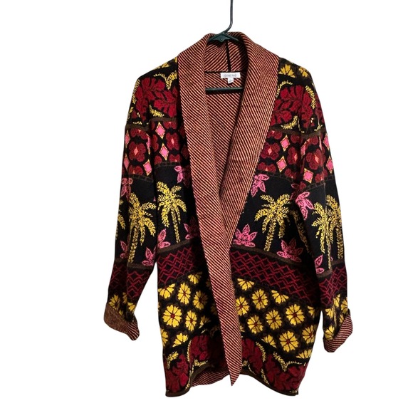 Johnny Was XL Duster Cardigan Wool cashmere Blend Palm Floral Bohemian Colorful - Picture 1 of 7